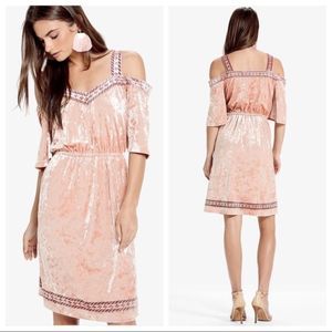 Lucky Brand Blush Pink Velvet Cold-Shoulder Dress